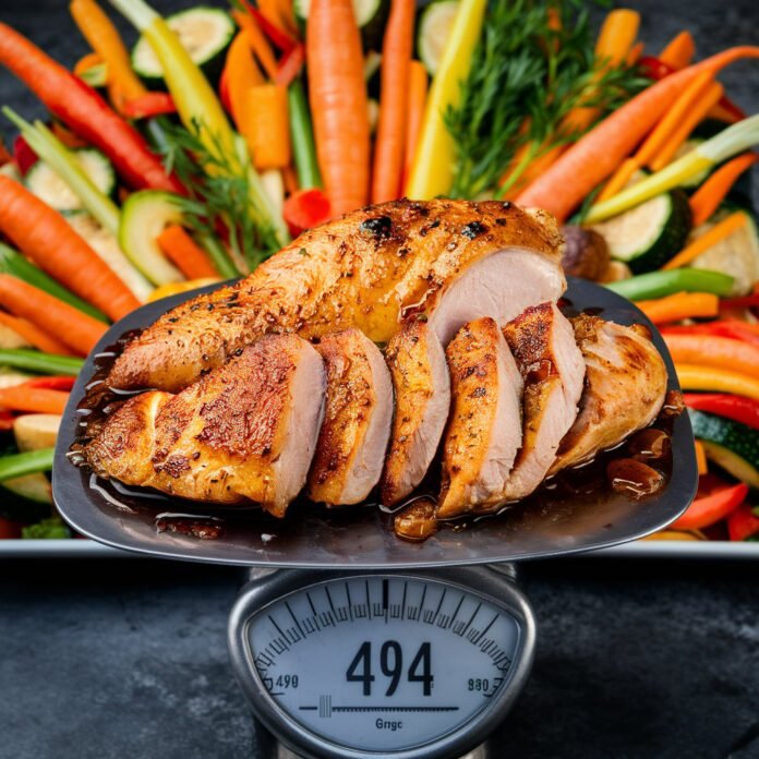 494 grams of chicken breast in kca
